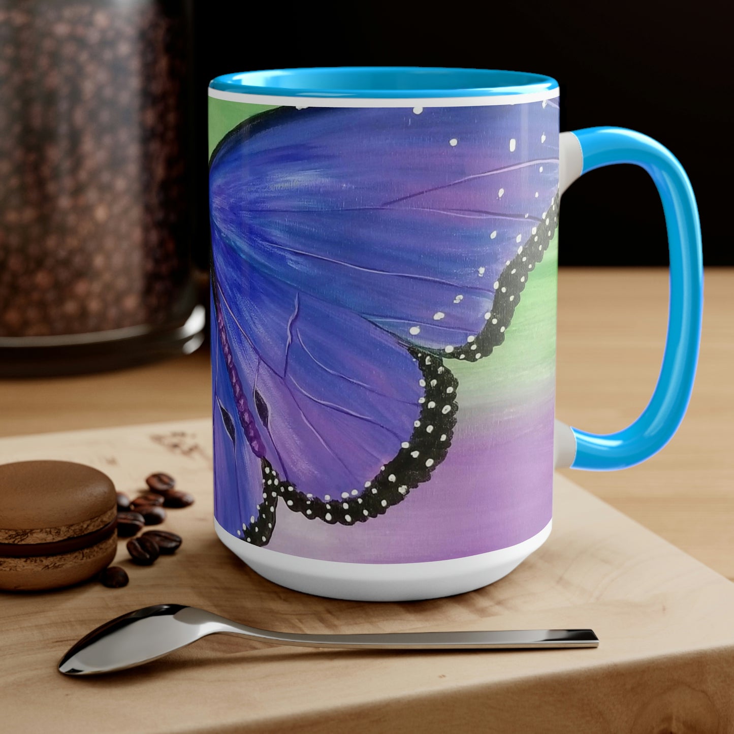 Butterfly Two-Tone Coffee Mugs, 15oz